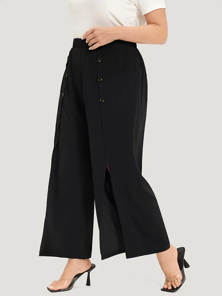 Solid Button Detail Pocket Wrap Hem Pants sold by Bloomchic product image thumbnail 2