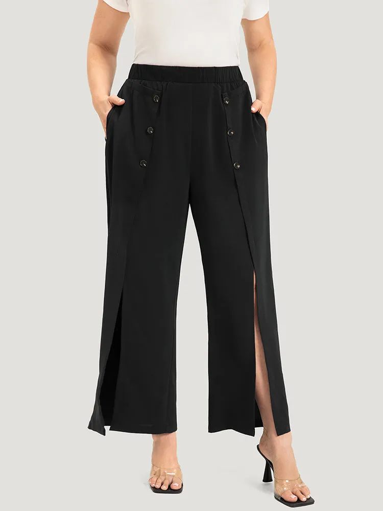 Solid Button Detail Pocket Wrap Hem Pants sold by Bloomchic product image thumbnail 4