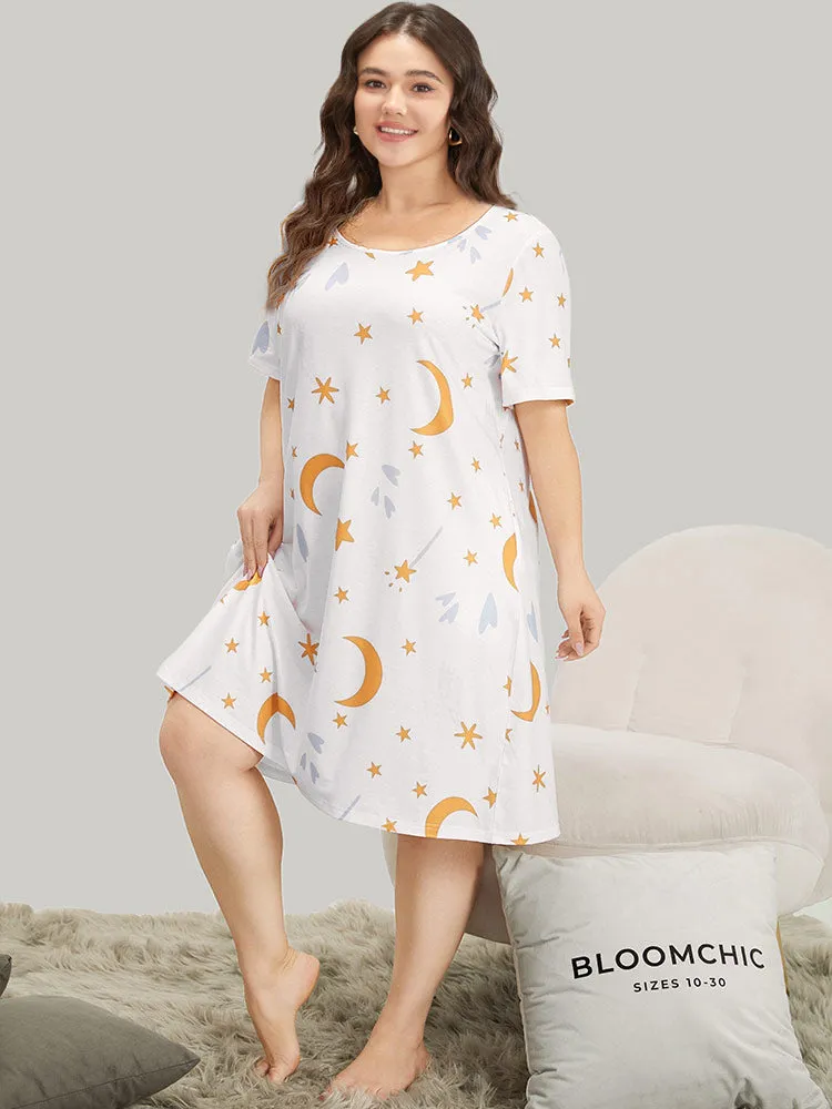 Moon and Star Crew Neck Sleep Dress sold by Bloomchic product image thumbnail 3