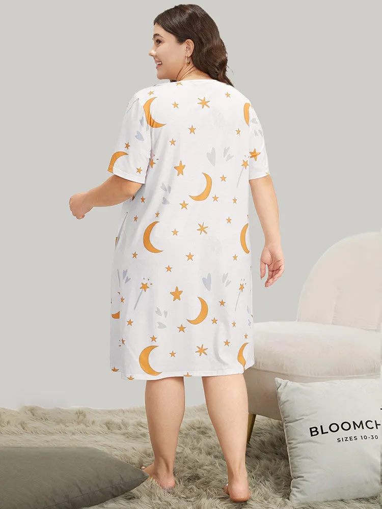 Moon and Star Crew Neck Sleep Dress sold by Bloomchic product image thumbnail 2