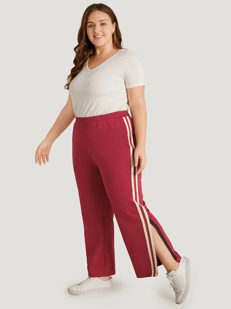 Two Tone Pocket Split Side Elastic Waist Sweatpants sold by Bloomchic product image thumbnail 4