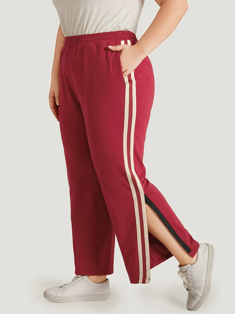 Two Tone Pocket Split Side Elastic Waist Sweatpants sold by Bloomchic