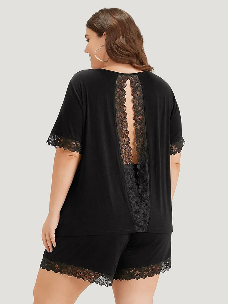 Solid Guipure Lace Cut Out Sleep Top sold by Bloomchic product image thumbnail 4