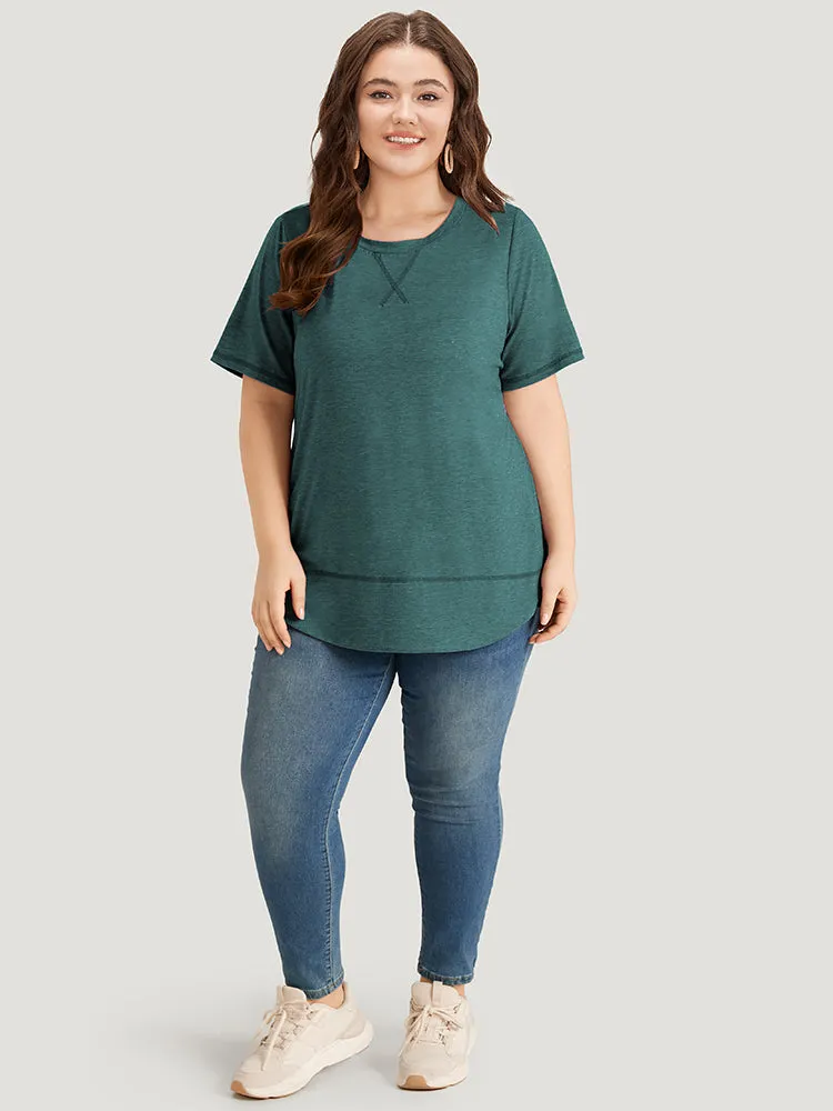 Contrast Stitch Round Neck Curved Hem T-shirt sold by Bloomchic product image thumbnail 4