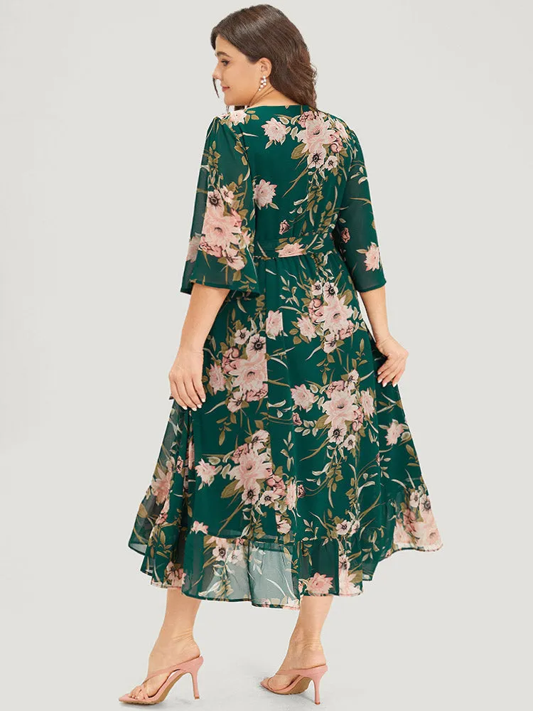 Floral Print Surplice Neck Belted Dress sold by Bloomchic product image thumbnail 4