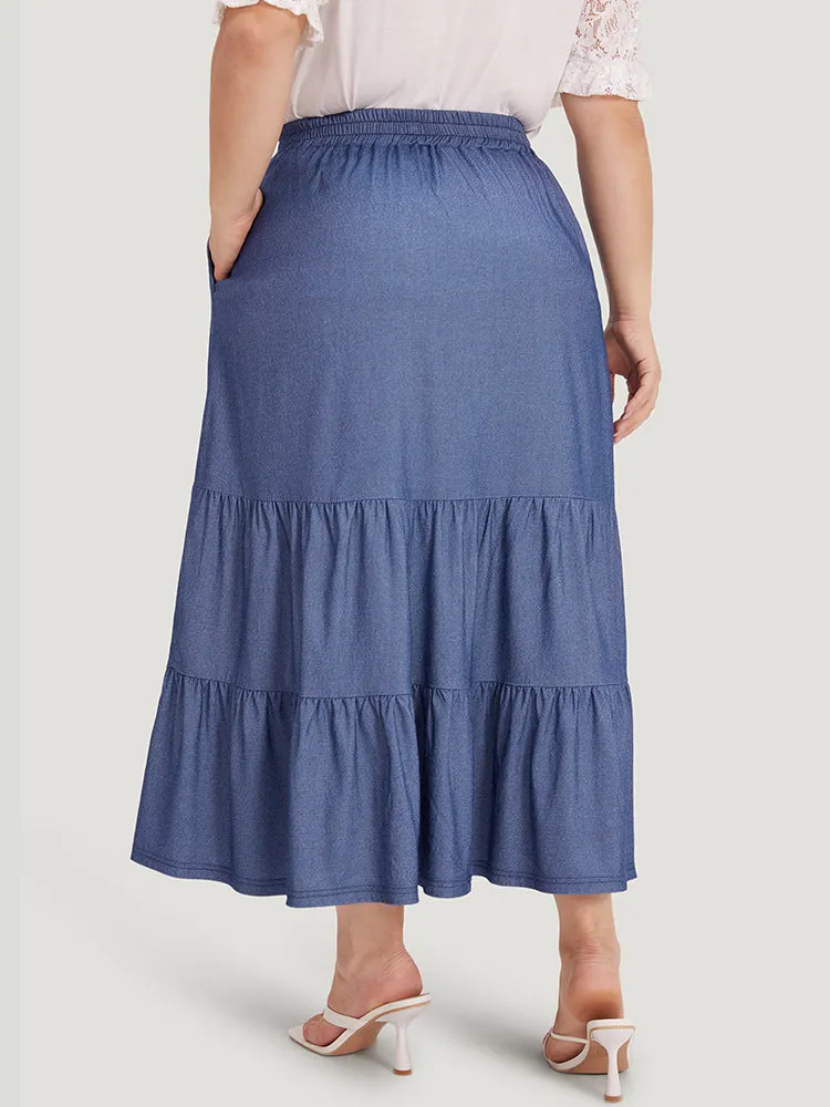 Plain Ties Gathered Ruffle Layered Hem Skirt sold by Bloomchic product image thumbnail 5