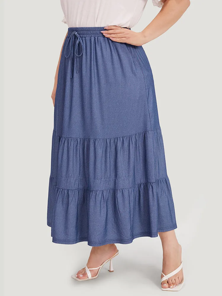 Plain Ties Gathered Ruffle Layered Hem Skirt sold by Bloomchic product image thumbnail 2