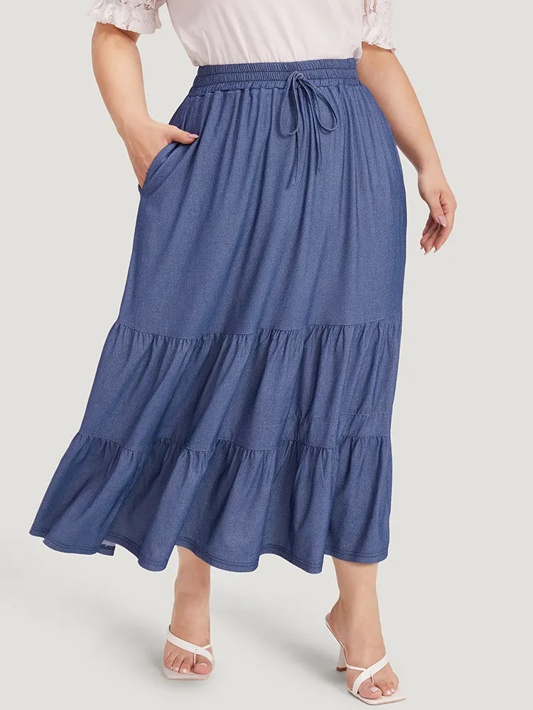 Plain Ties Gathered Ruffle Layered Hem Skirt sold by Bloomchic product image thumbnail 3
