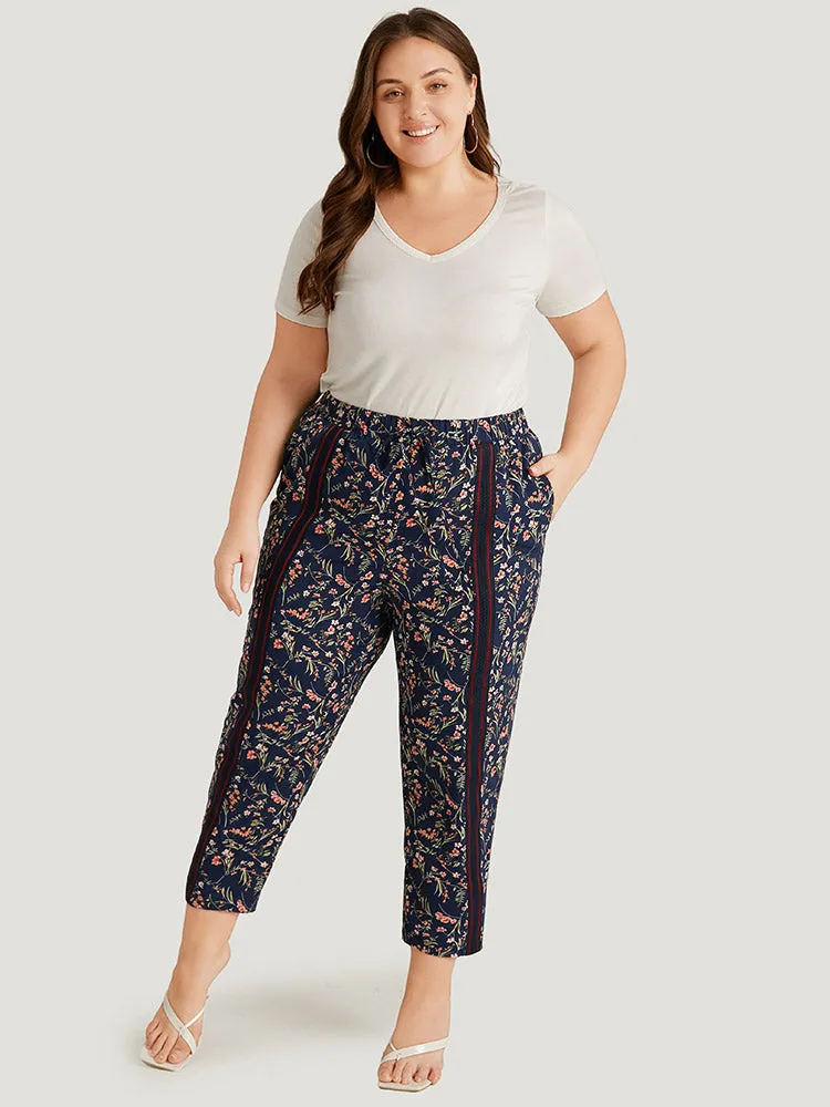 Ditsy Floral Pocket Elastic Waist Ties Patchwork Pants sold by Bloomchic product image thumbnail 3