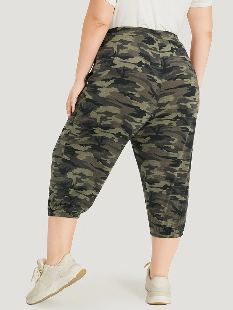 Camo Drawstring High Rise Pocket Cropped Sweatpants sold by Bloomchic product image thumbnail 5