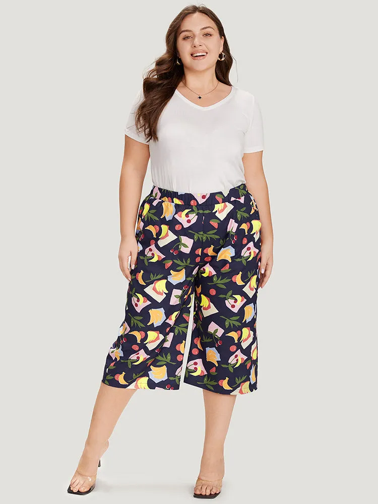 Fruit Print Slant Pocket Elastic Waist Pants sold by Bloomchic product image thumbnail 4