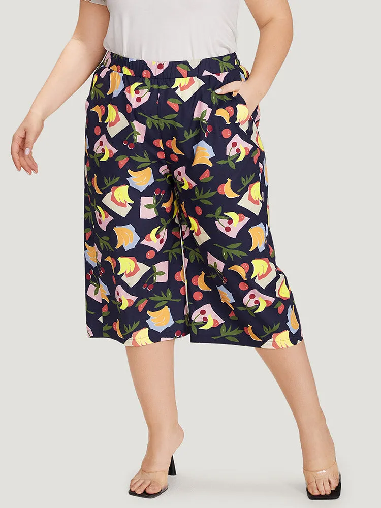 Fruit Print Slant Pocket Elastic Waist Pants sold by Bloomchic