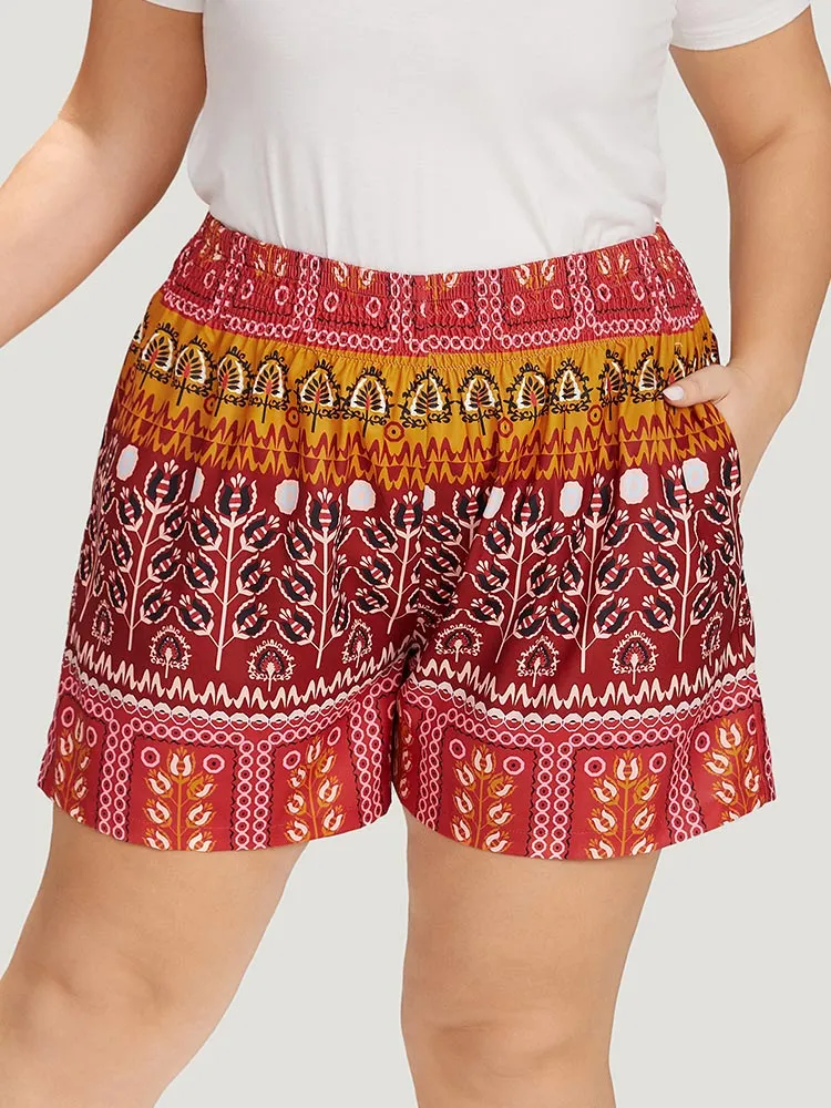 Boho Print Pocket Elastic Waist Shorts sold by Bloomchic product image thumbnail 5