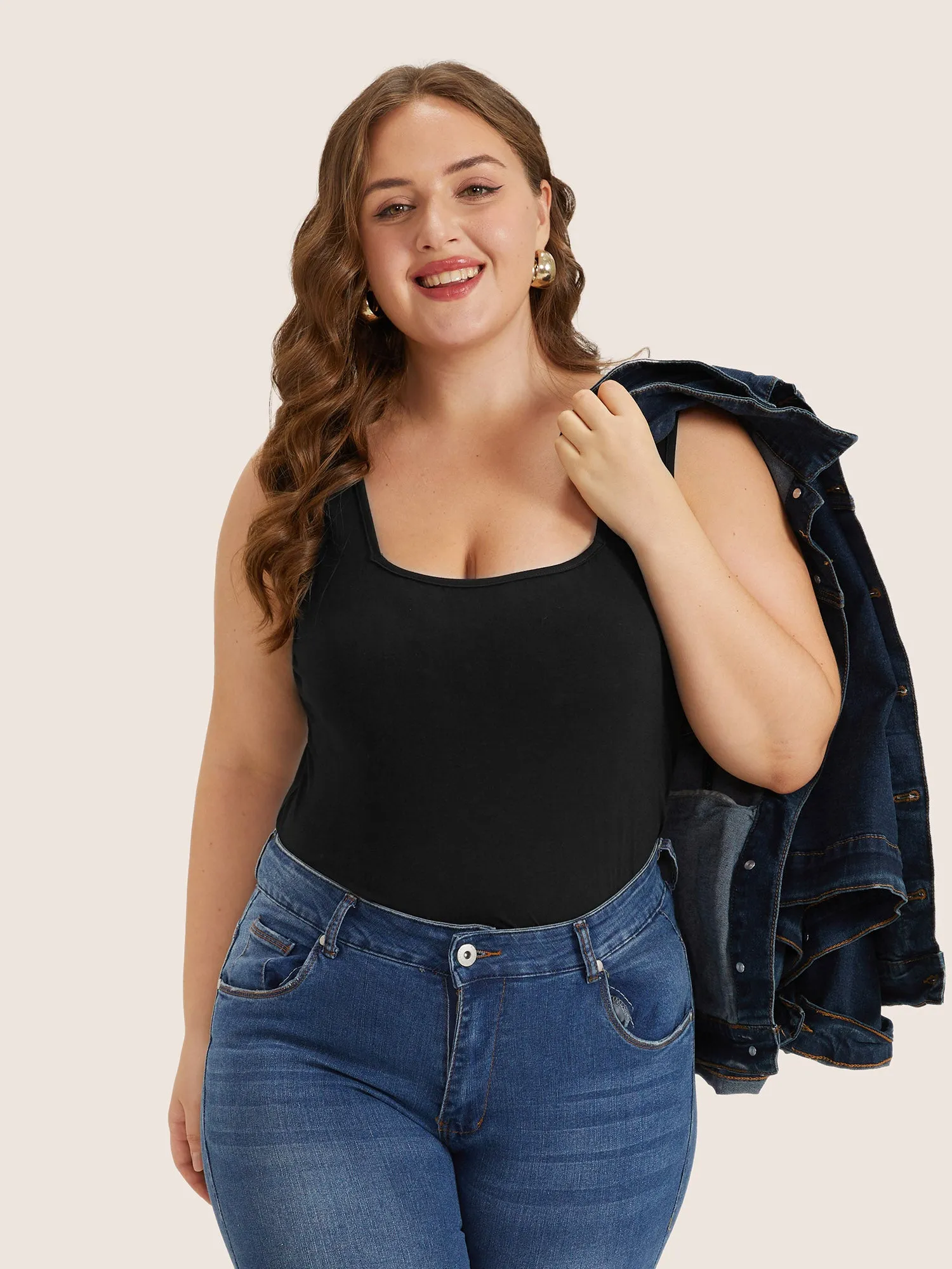 Supersoft Essentials Plain Square Neck Skinny Tank Top sold by Bloomchic product image thumbnail 3