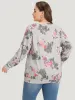 Letter & Floral Print Crew Neck Sweatshirt sold by Bloomchic