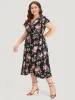 Floral Print Wrap Pocket Knot Asymmetrical Hem Dress sold by Bloomchic