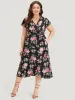 Floral Print Wrap Pocket Knot Asymmetrical Hem Dress sold by Bloomchic