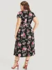 Floral Print Wrap Pocket Knot Asymmetrical Hem Dress sold by Bloomchic