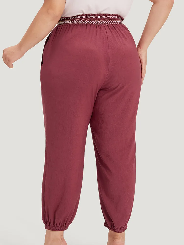 Contrast Pocket Shirred Paperbag Waist Carrot Pants sold by Bloomchic product image thumbnail 5