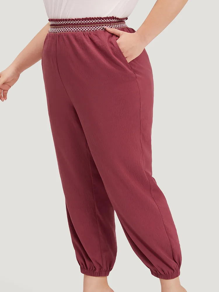 Contrast Pocket Shirred Paperbag Waist Carrot Pants sold by Bloomchic product image thumbnail 2