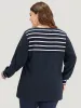 Striped Patchwork Button Detail Elastic Cuffs Sweatshirt sold by Bloomchic