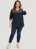 Striped Patchwork Button Detail Elastic Cuffs Sweatshirt sold by Bloomchic