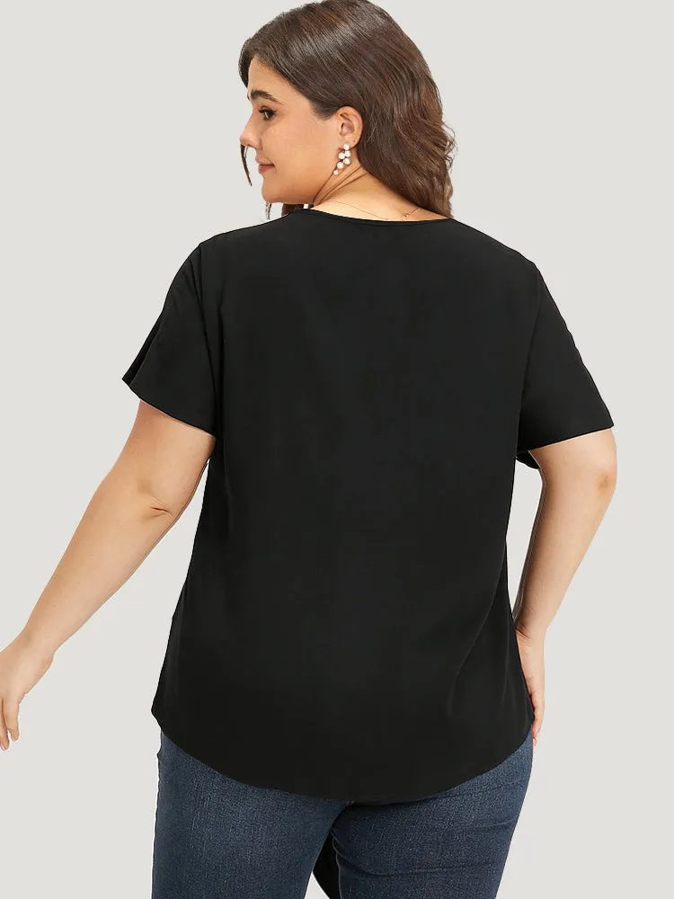 Contrast Embroidered Twist Front V Neck Blouse sold by Bloomchic product image thumbnail 5