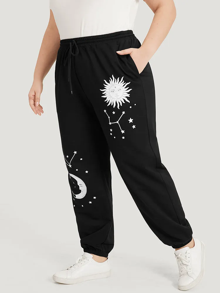 Moon and Star Print Pocket Drawstring Sweatpants sold by Bloomchic product image thumbnail 2