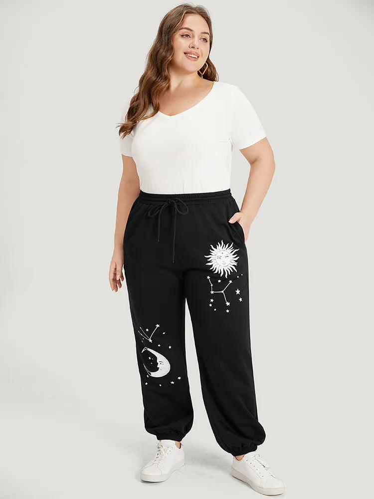 Moon and Star Print Pocket Drawstring Sweatpants sold by Bloomchic product image thumbnail 3