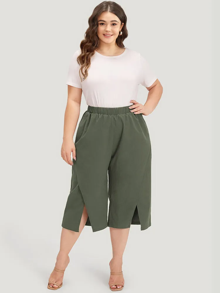 Solid Pocket Wrap Hem Elastic Waist Pants sold by Bloomchic product image thumbnail 4