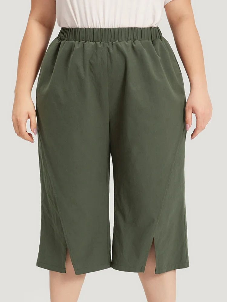 Solid Pocket Wrap Hem Elastic Waist Pants sold by Bloomchic product image thumbnail 3