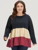 Colorblock Contrast Ruffle Layered Hem T-shirt sold by Bloomchic