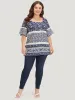 Ditsy Floral Patchwork Square Neck Flutter Sleeve Blouse sold by Bloomchic