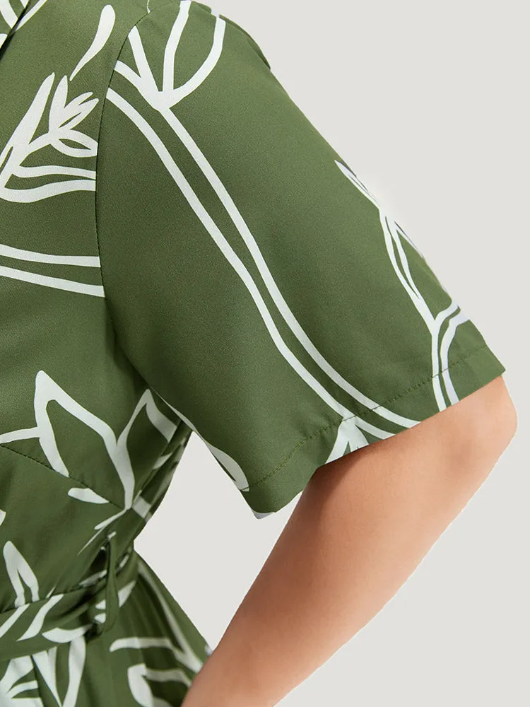 Graphic Print Belted Shirt Collar Button Up Dress sold by Bloomchic product image thumbnail 5