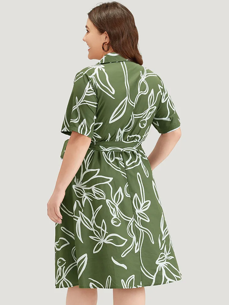 Graphic Print Belted Shirt Collar Button Up Dress sold by Bloomchic product image thumbnail 3