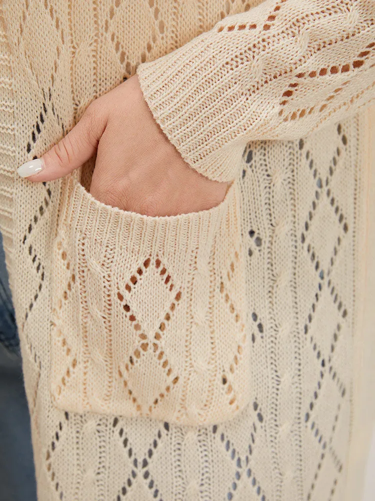 Solid Bowknot Detail Patched Pocket Hollow Out Cardigan sold by Bloomchic product image thumbnail 5