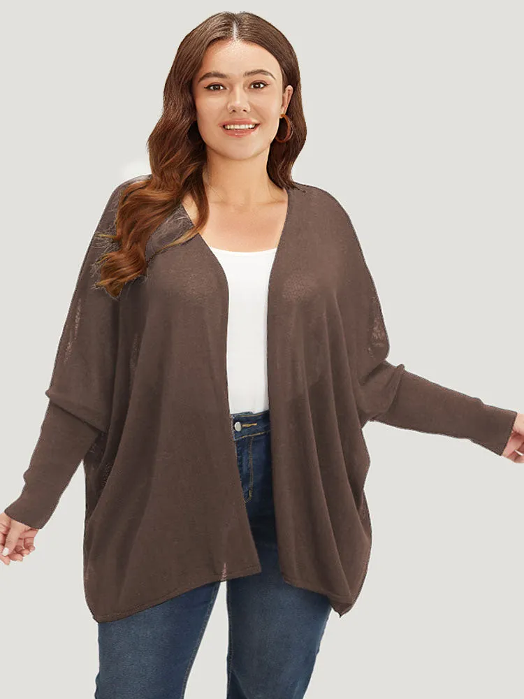Plain Open Front Batwing Sleeve Elastic Cuffs Cardigan sold by Bloomchic