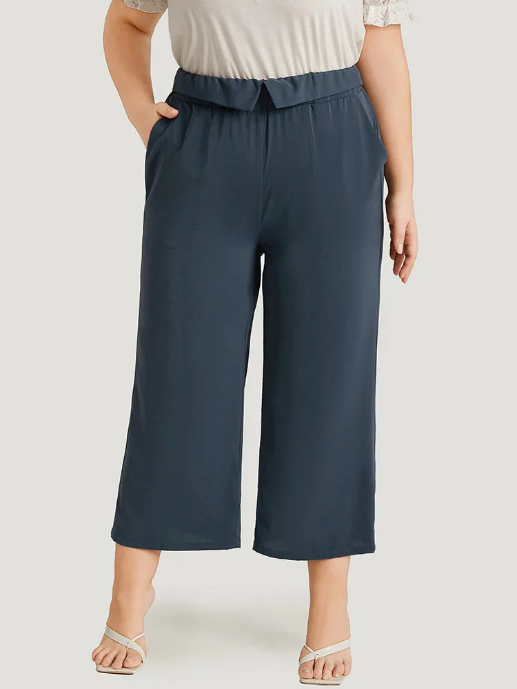Solid Buckle Detail Pocket Straight Leg Pants sold by Bloomchic