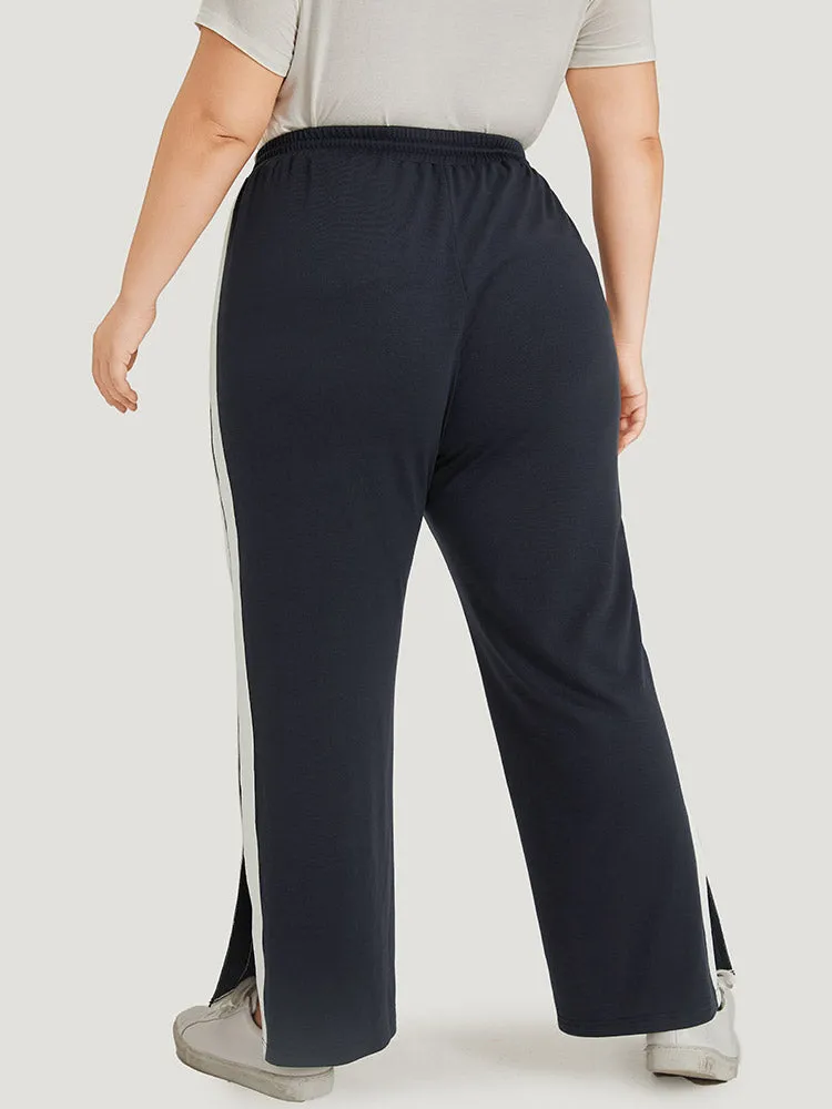 Two Tone Slant Pocket Bowknot Split Side Sweatpant sold by Bloomchic product image thumbnail 5