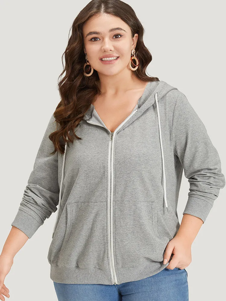 Hooded Zipper Fly Ties Pocket Sweatshirt sold by Bloomchic