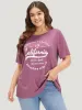 Letter Print Heather Round Neck T-shirt sold by Bloomchic