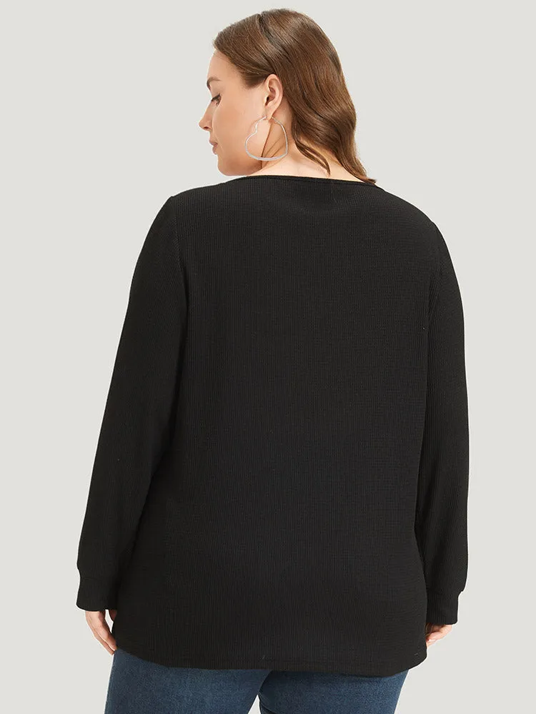 Plain Rivets V Neck Elastic Cuffs Sweatshirt sold by Bloomchic product image thumbnail 2