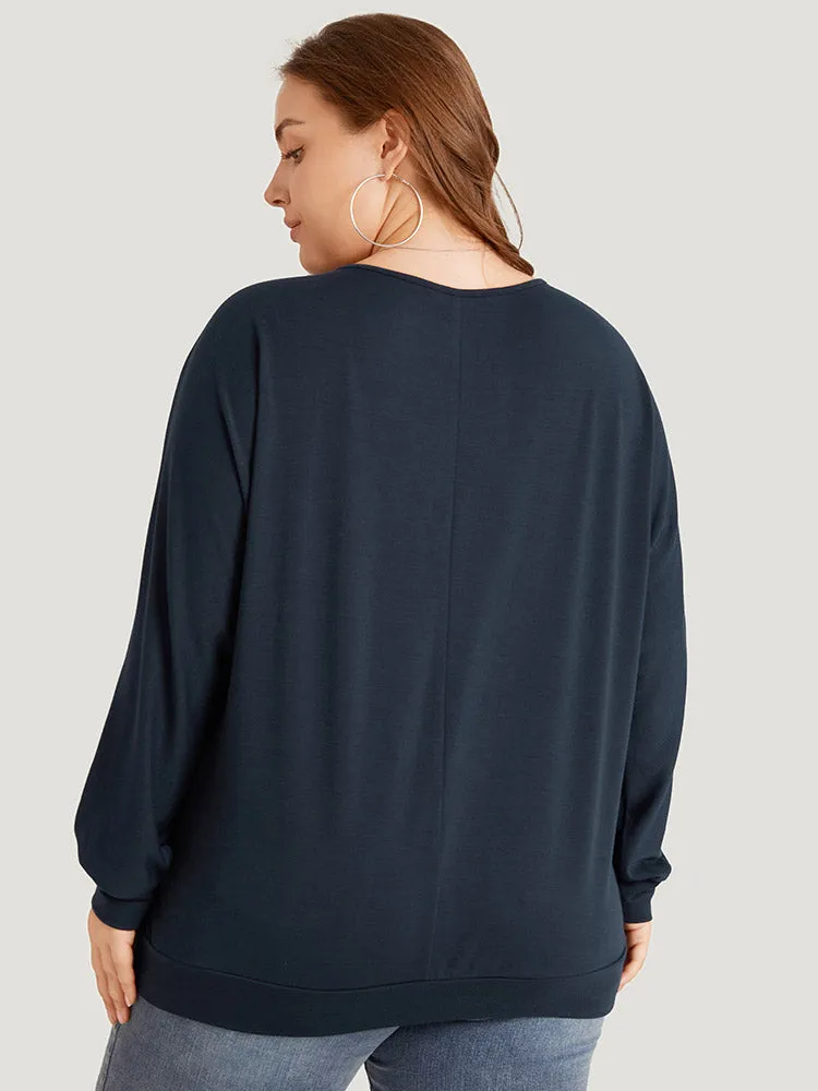 Plain Zipper Half Elastic Cuffs Batwing Sleeve Sweatshirt sold by Bloomchic product image thumbnail 2