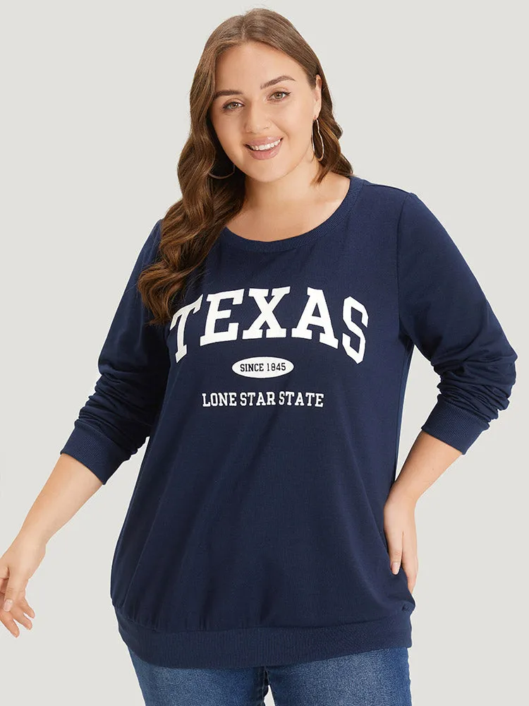 Letter Print Crew Neck Elastic Cuffs Sweatshirt sold by Bloomchic product image thumbnail 4