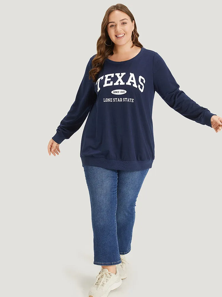 Letter Print Crew Neck Elastic Cuffs Sweatshirt sold by Bloomchic product image thumbnail 5