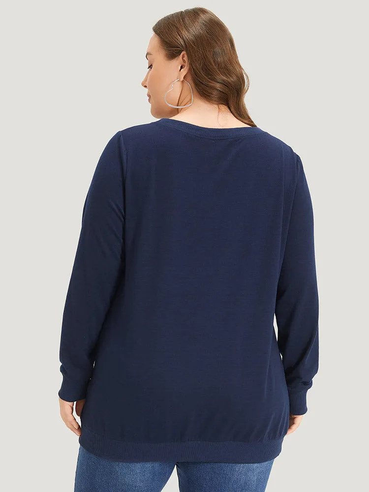 Letter Print Crew Neck Elastic Cuffs Sweatshirt sold by Bloomchic product image thumbnail 2