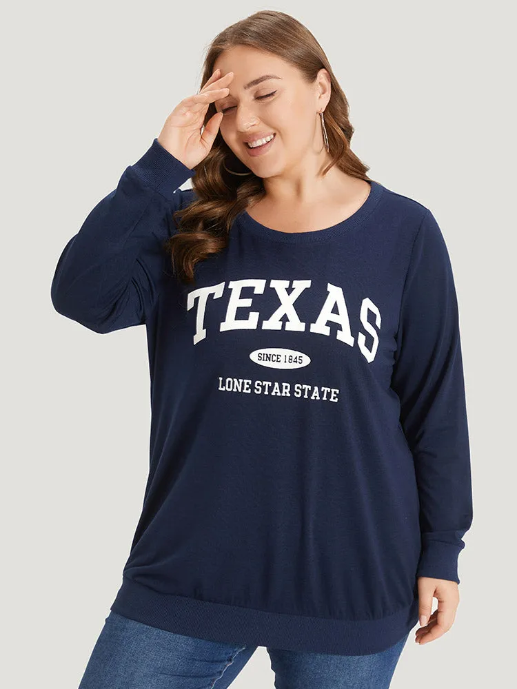 Letter Print Crew Neck Elastic Cuffs Sweatshirt sold by Bloomchic product image thumbnail 3