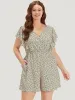 Leopard Ruffle Cap Sleeve V Neck Pocket Jumpsuit sold by Bloomchic