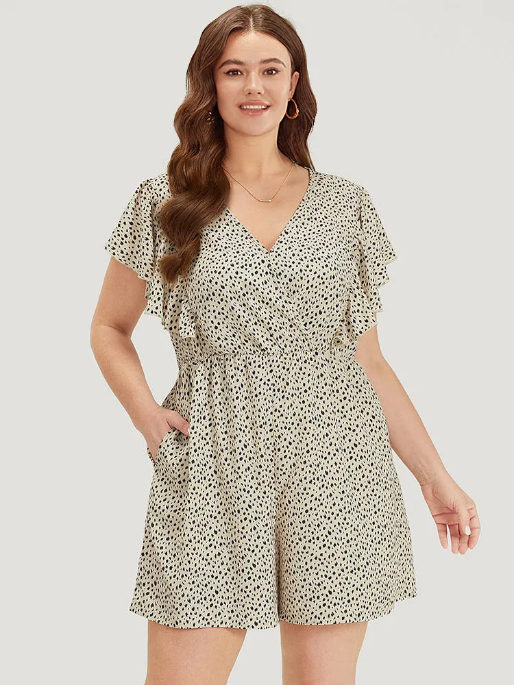 Leopard Ruffle Cap Sleeve V Neck Pocket Jumpsuit sold by Bloomchic product image thumbnail 5