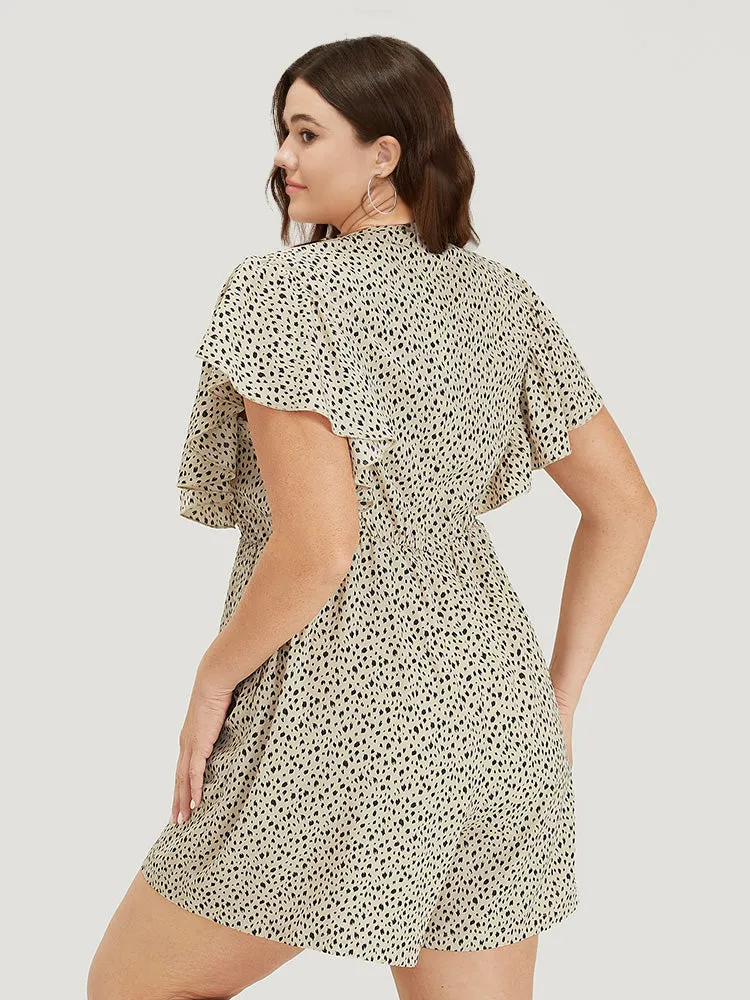 Leopard Ruffle Cap Sleeve V Neck Pocket Jumpsuit sold by Bloomchic product image thumbnail 2